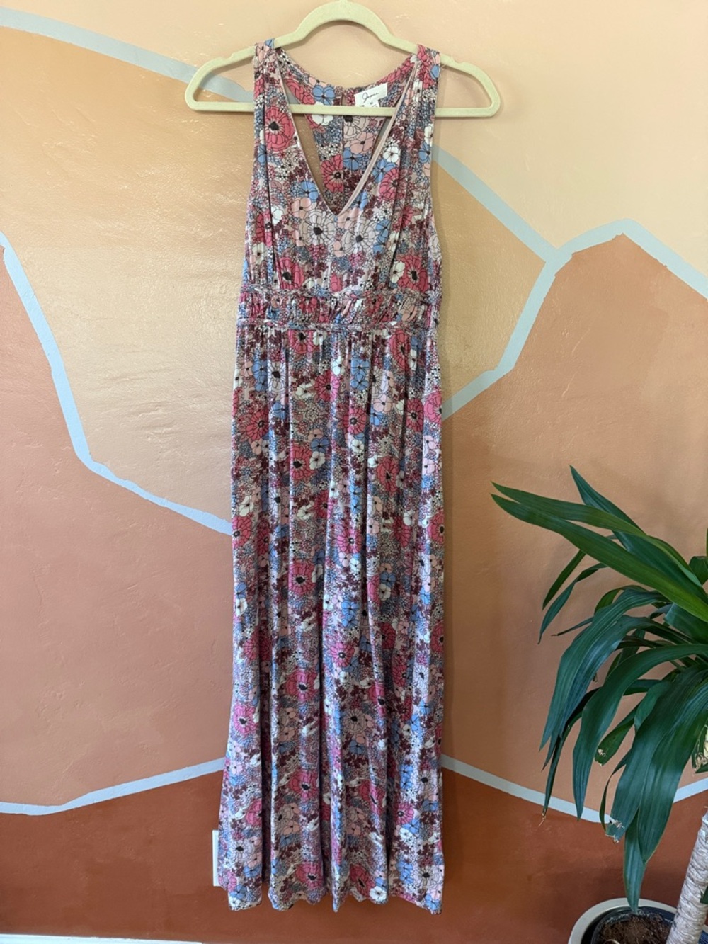 Japna Boho Floral V-Neck Racerback Maxi